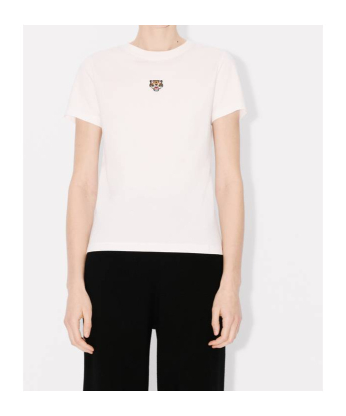 Kenzo 'lucky Tiger Crest' Embroidered Classic T-shirt In White