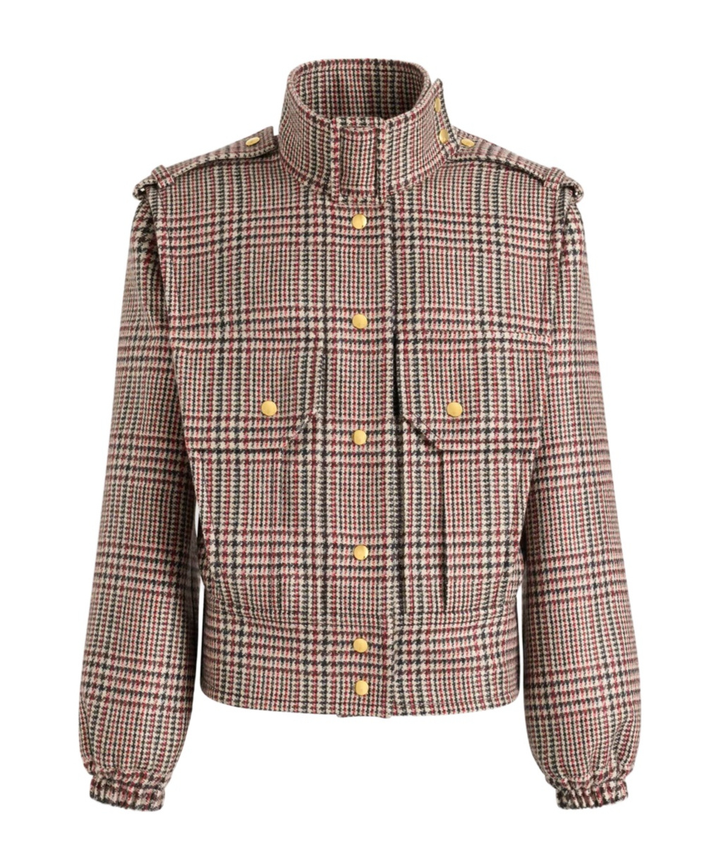 Patou Checked Virgin Wool Jacket In Multi