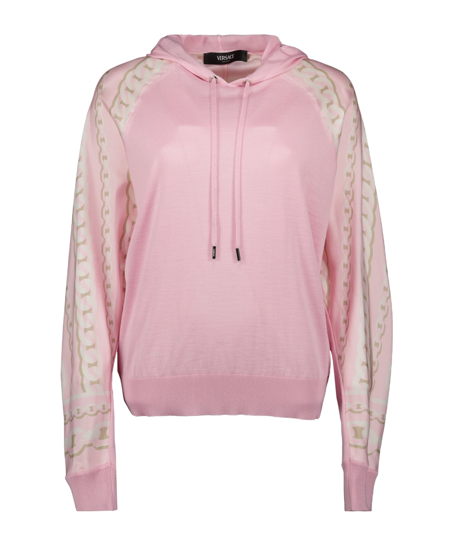 Versace Long-sleeved Hooded Hoodie In Pink