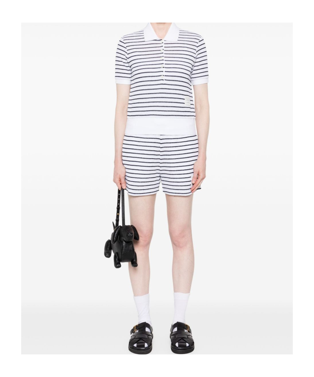 Thom Browne Striped Textured-knit Polo Shirt In Blue