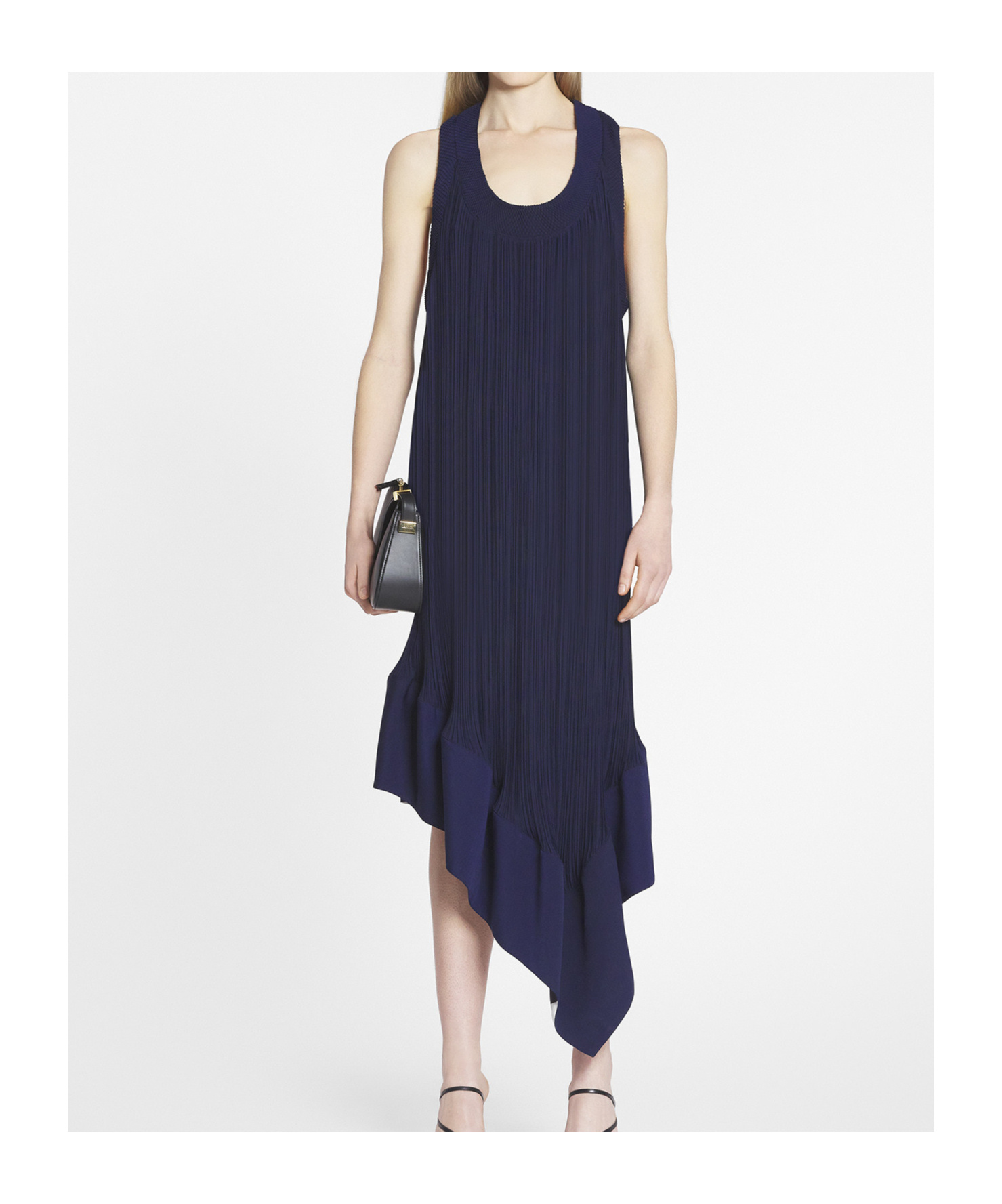 Lanvin Pleated Midi Dress In Black