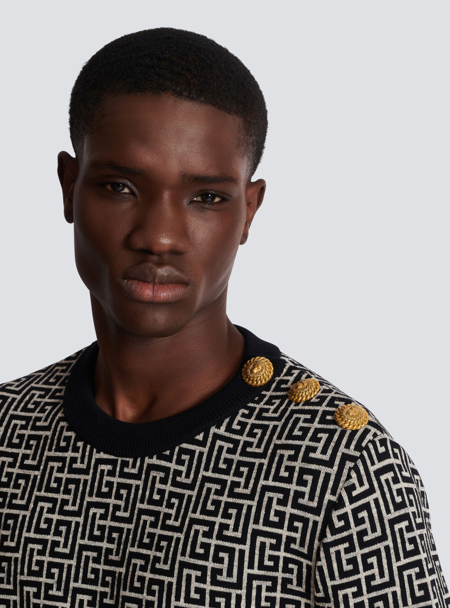 Balmain Pb Labyrinth Ribbed Jumper In Black