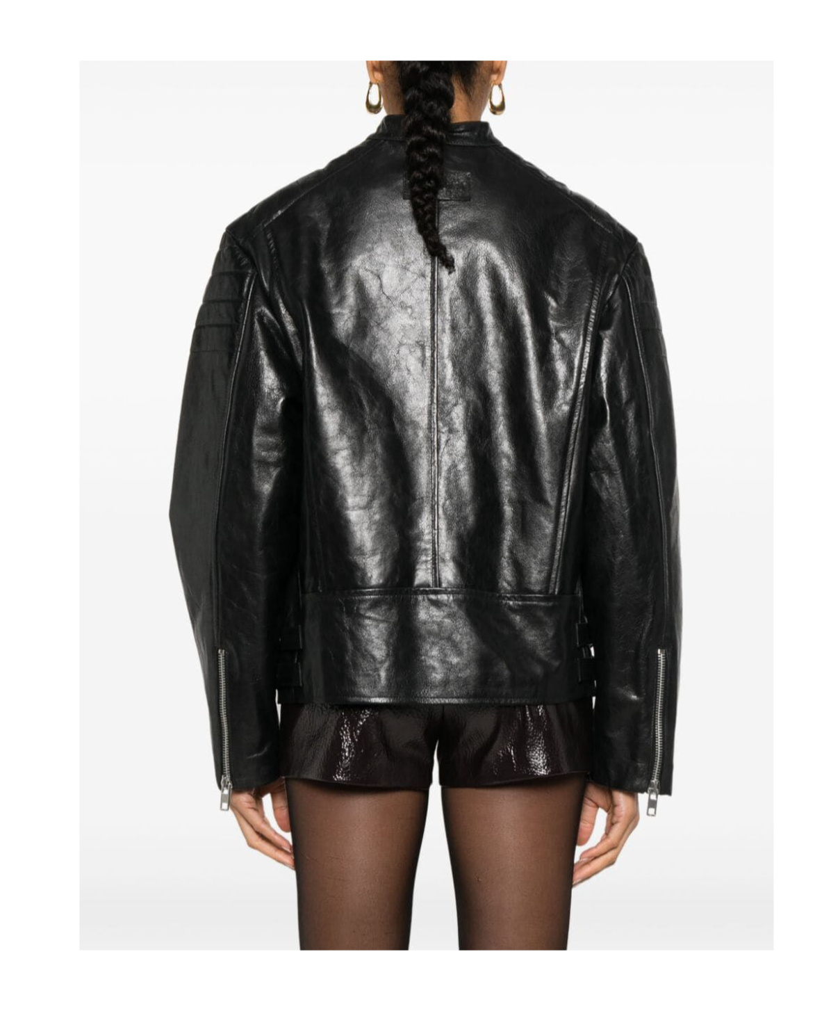 Twinset Twin-set Leather-like Biker Jacket In Black