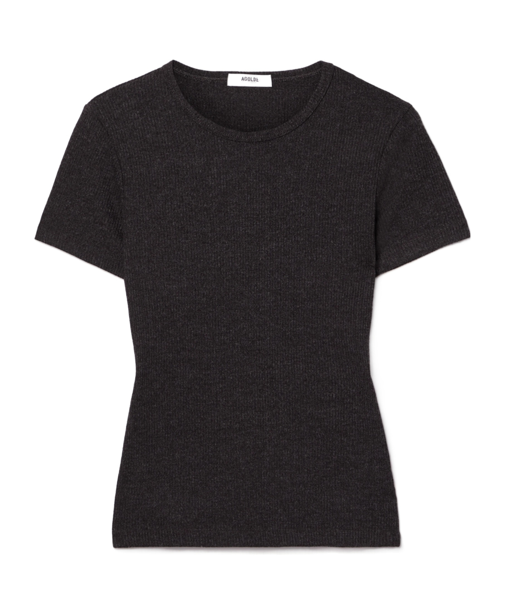 Agolde Harri Ribbed-knit T-shirt In Multi