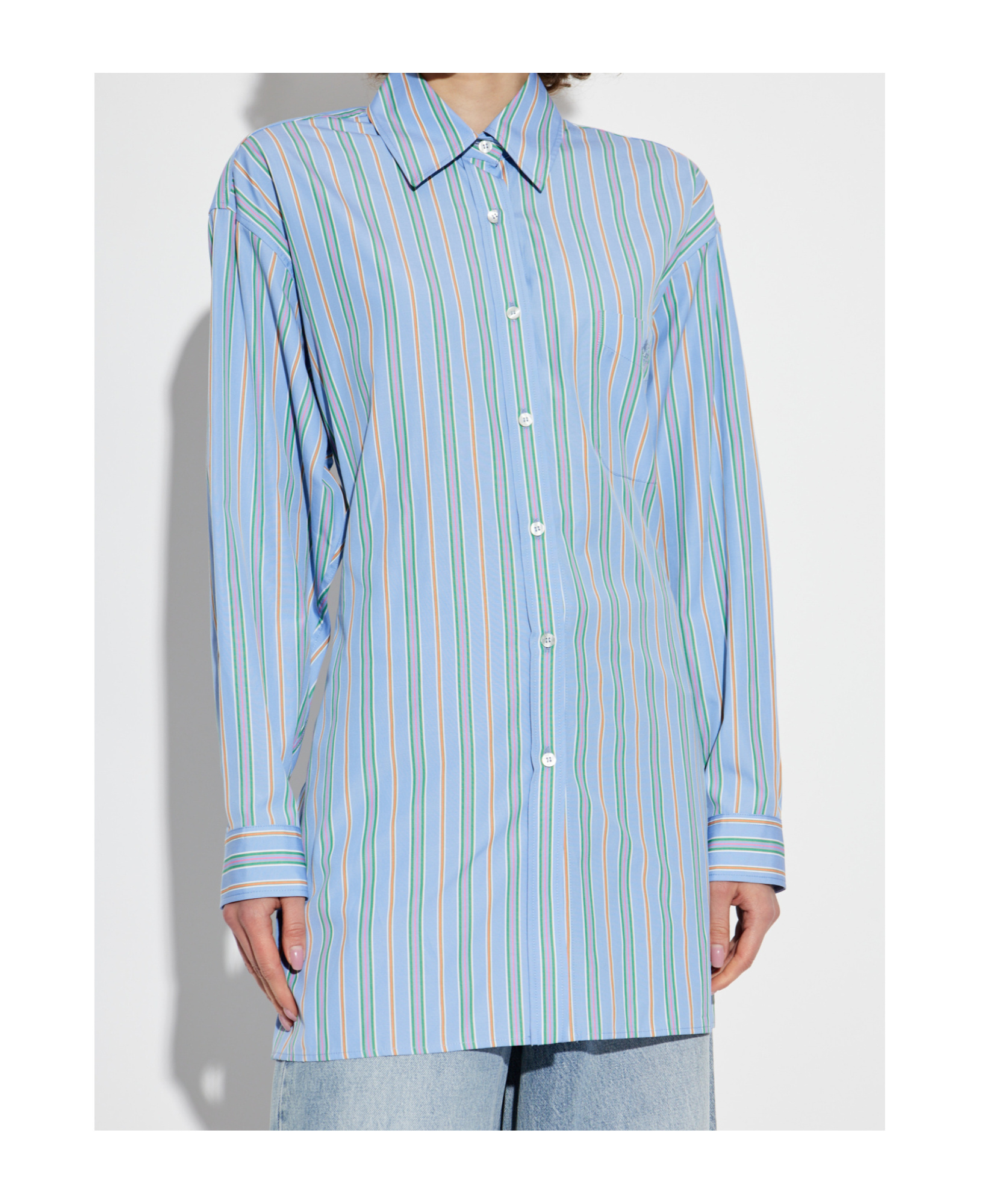 Etro Knotted Button-up Striped Shirt In Blue