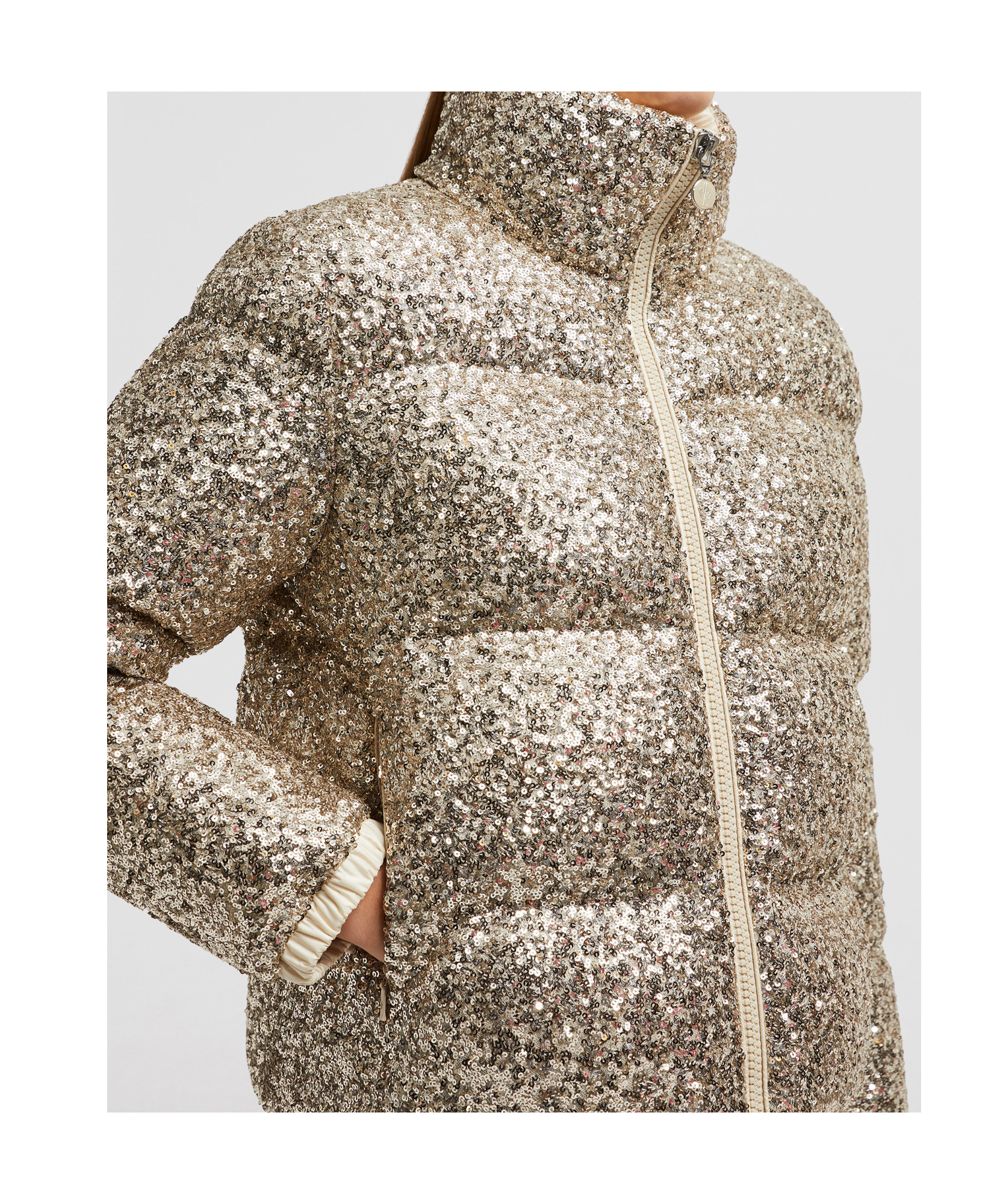 Shop Moncler Anternes Puffer Jacket In Nude