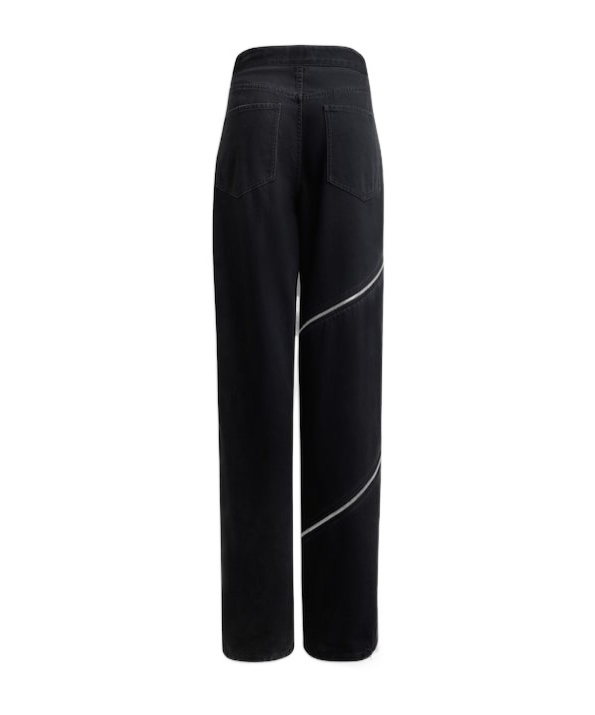 Alaïa Womens Noir Alaia Spiral Two-patch-pockets Wide-leg High-rise Denim-blend Trousers In Black