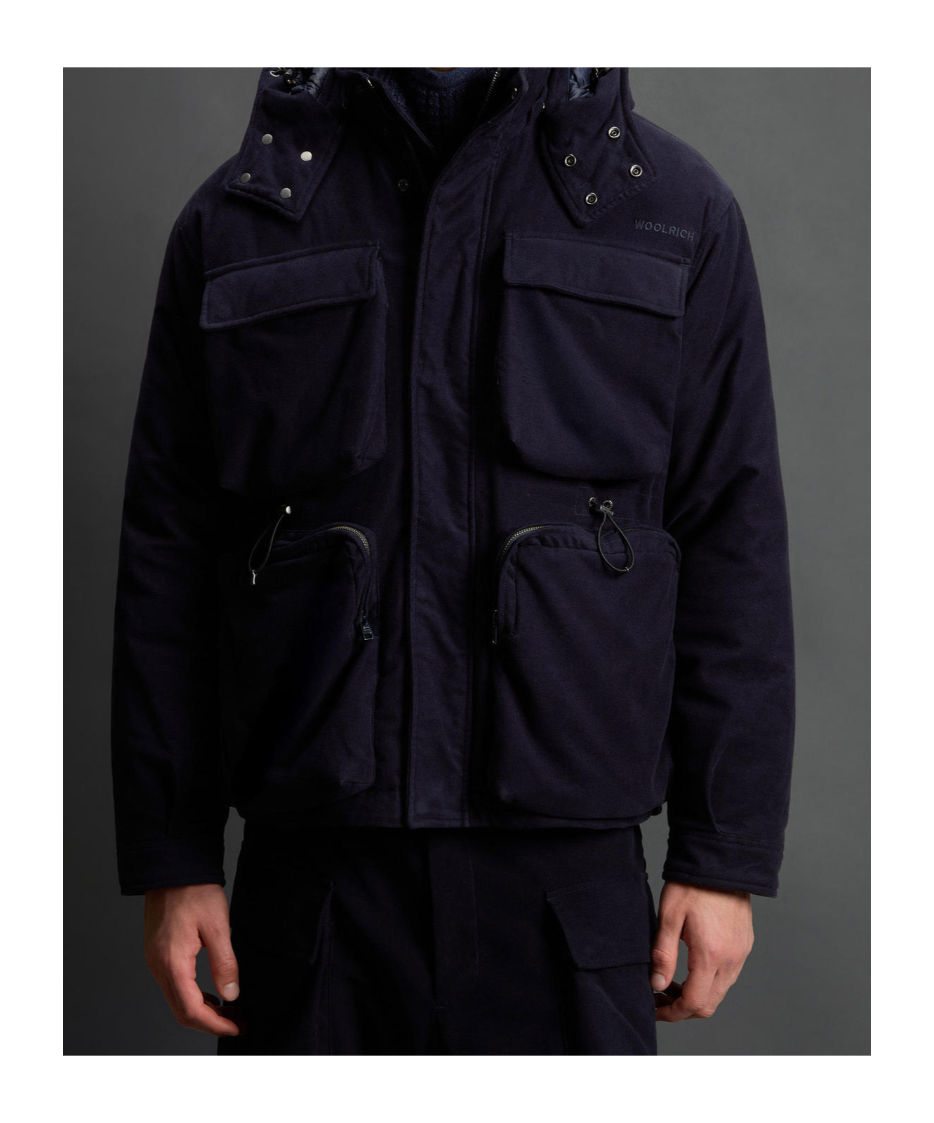 Woolrich Long-sleeved Down Jacket In Black