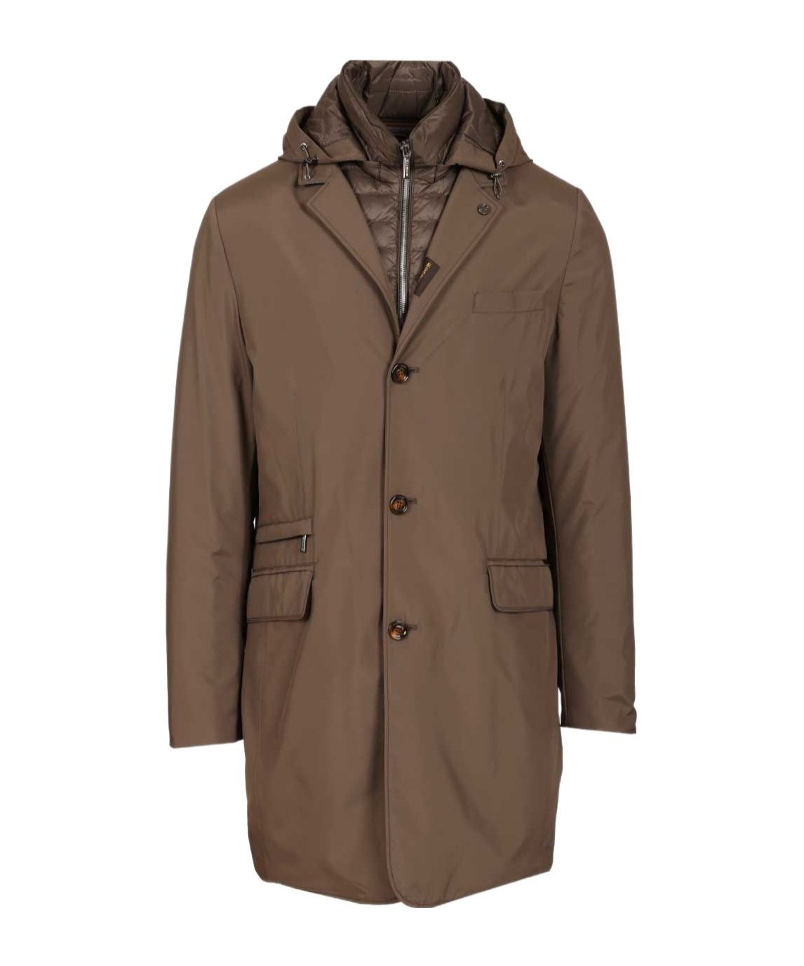 Moorer Redon-skt Padded Nylon Coat In Brown