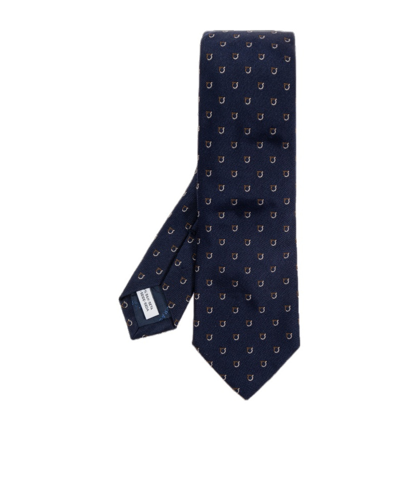 Ferragamo Gancini Jacquard Tie In Blue