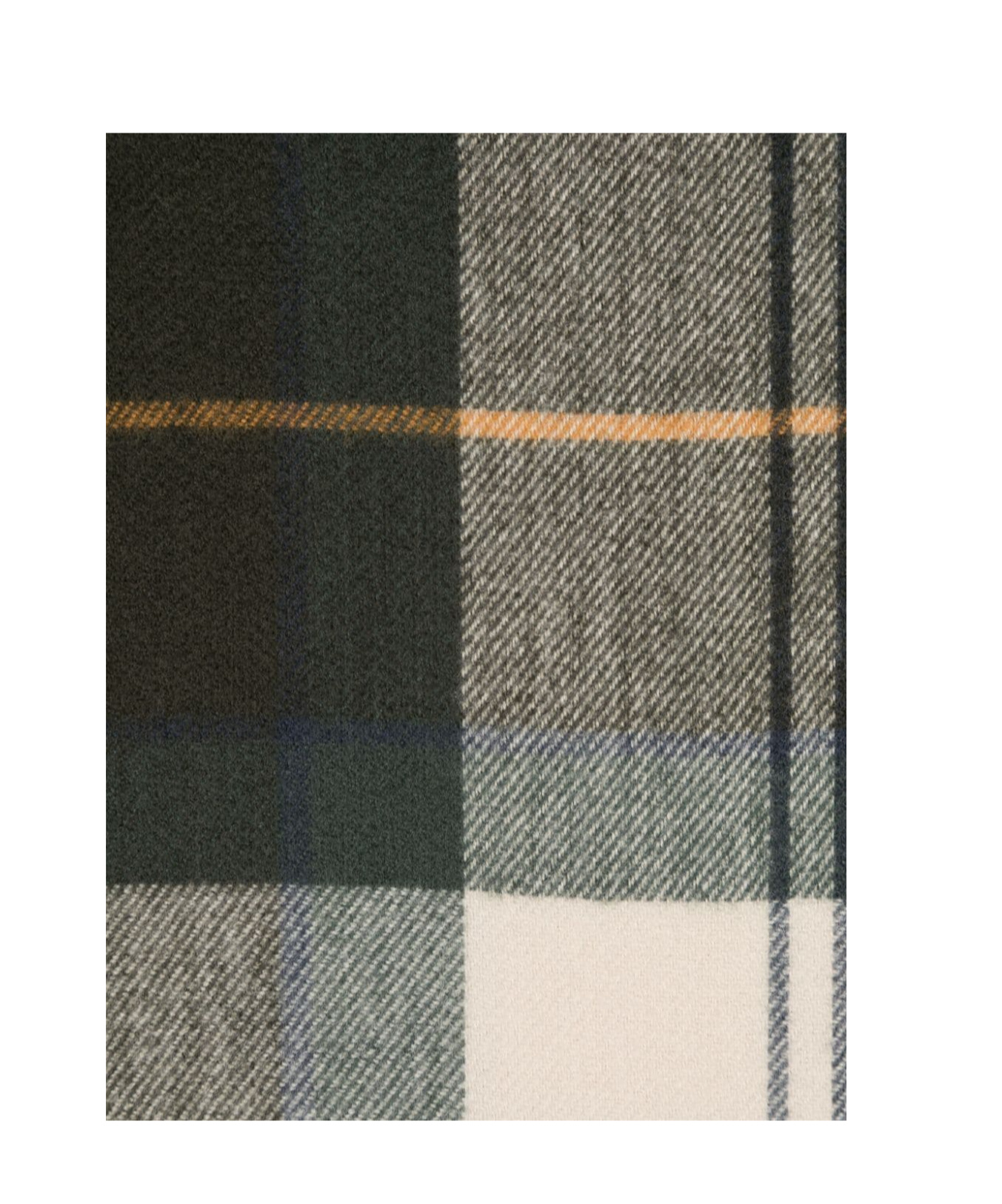 Barbour Check-pattern Fringed Scarf In Gray
