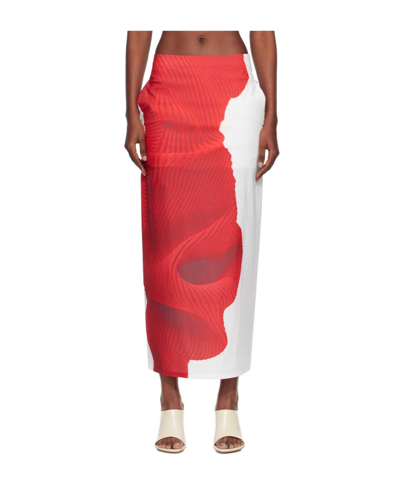 Issey Miyake Knit As Represented Midi Skirt In Multi