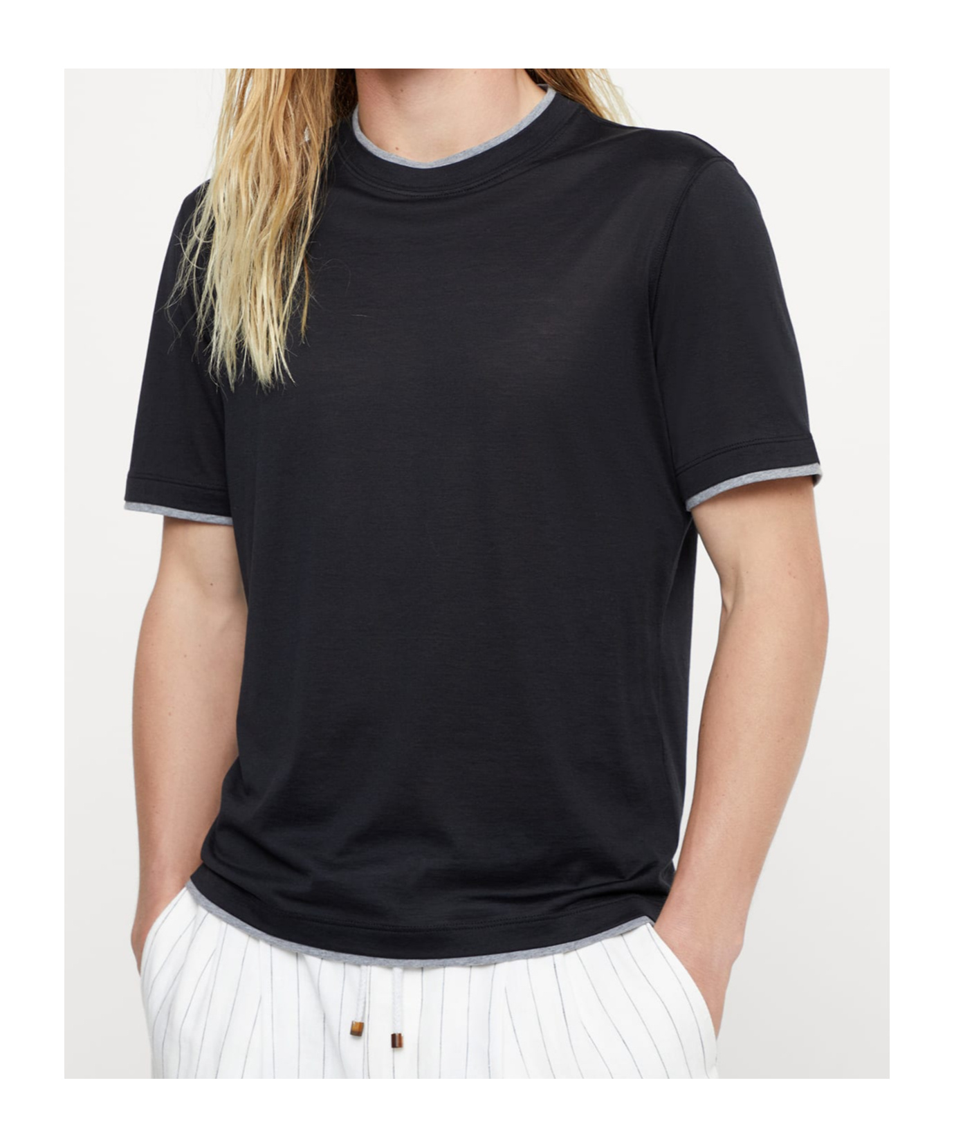Brunello Cucinelli Layered-effect Crewneck T-shirt In Black