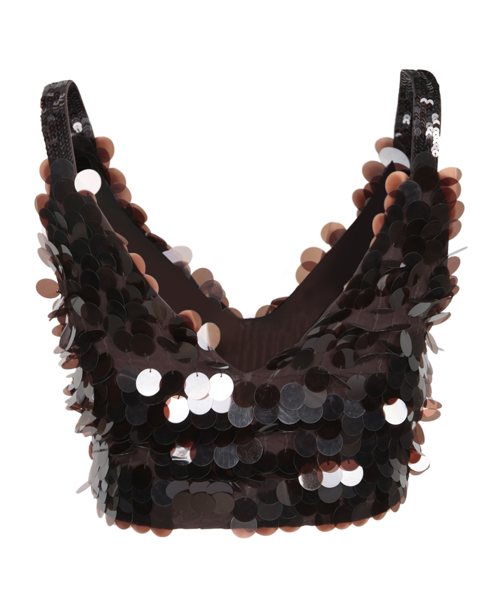 P.a.r.o.s.h Sequined Cropped Top In Brown