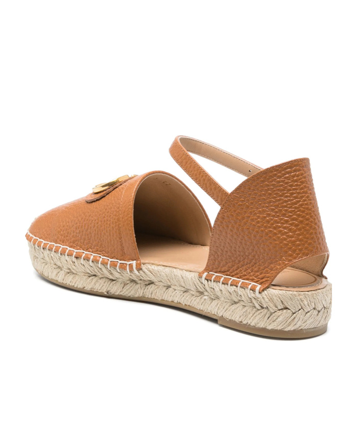 Shop Valentino Logo-plaque Espadrilles In Camel Brown