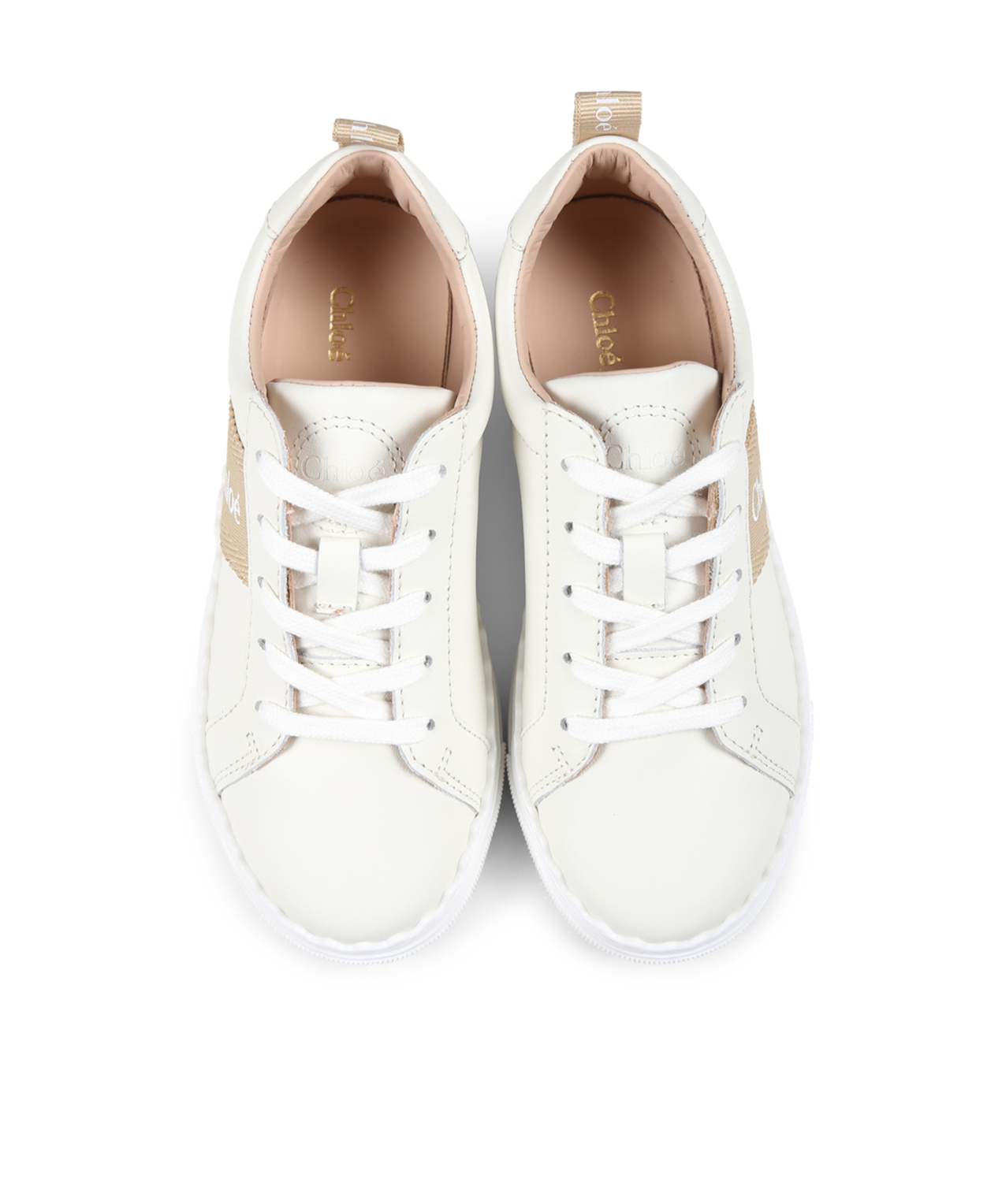 Shop Chloé Round Head Low-cut Sneakers In White