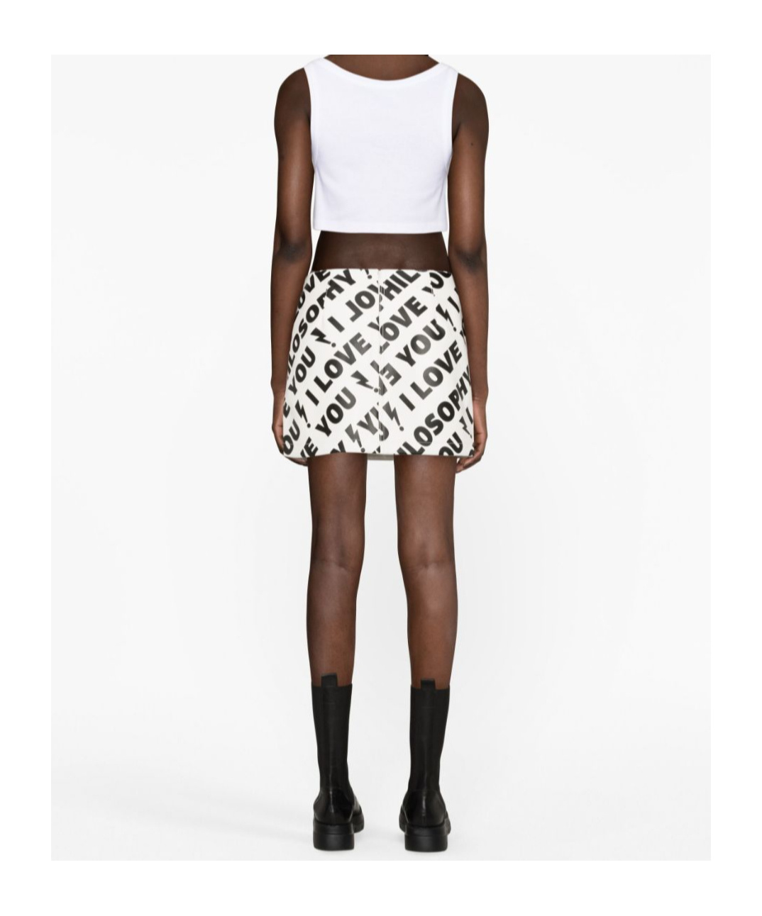 Philosophy Di Lorenzo Serafini Stunning White All Over Print Mini Skirt For Women In Yellow