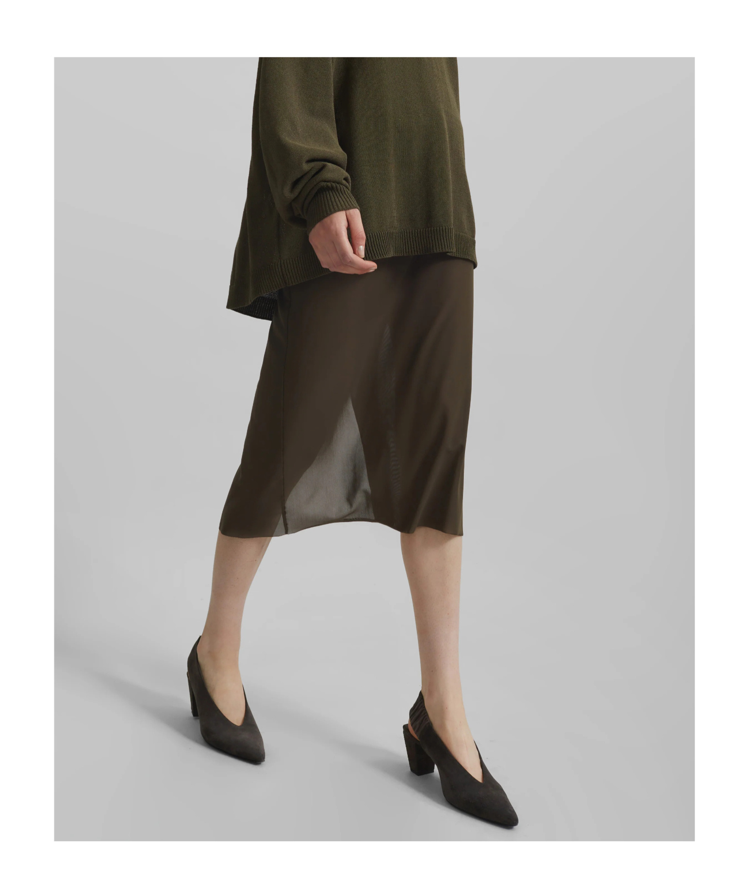 The Frankie Shop Suva Sheer Skirt - Khaki