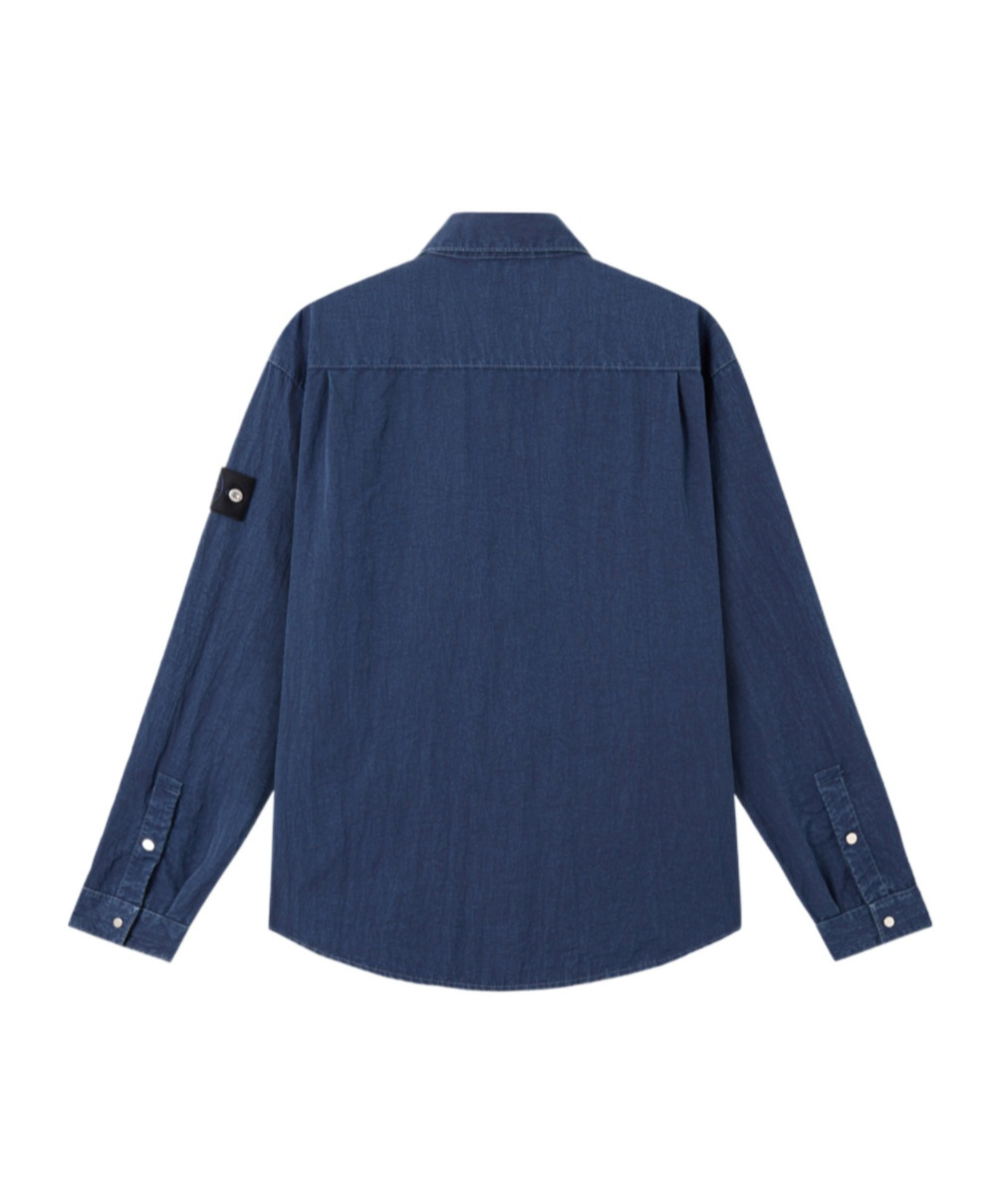 Stone Island Regular-fit Zipper-up Overshirt With Corrosion Treatment In Blue