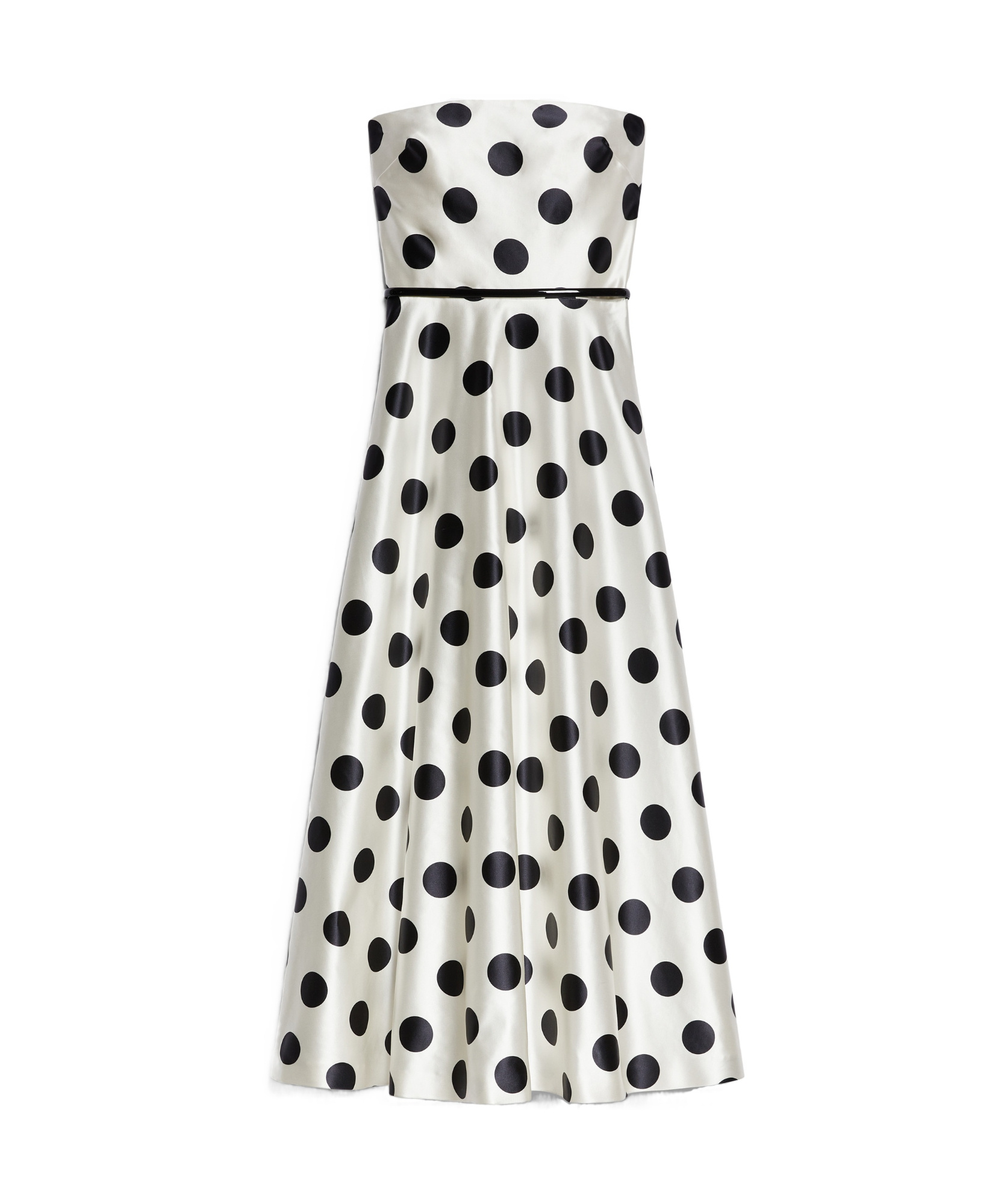 Max Mara Long Strapless Dress Polka Dots In White