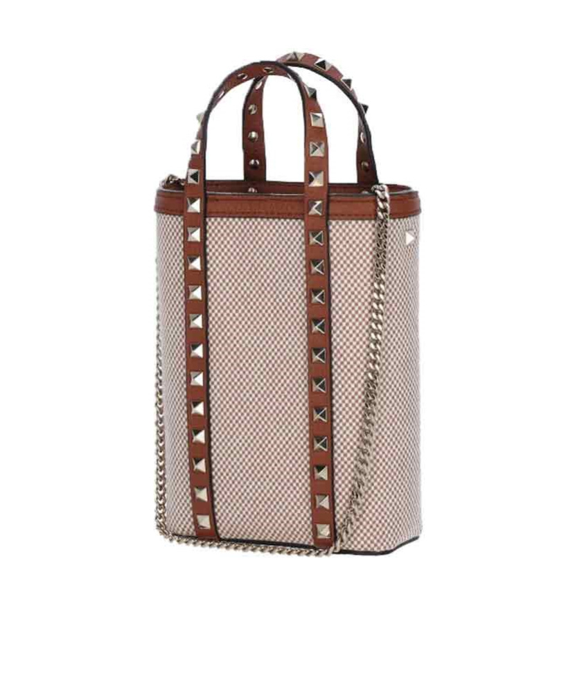 Valentino Tan Rockstud Mini Tote In Nude