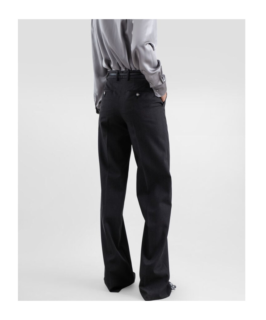 Dolce & Gabbana Flared Woolen Pants In Black