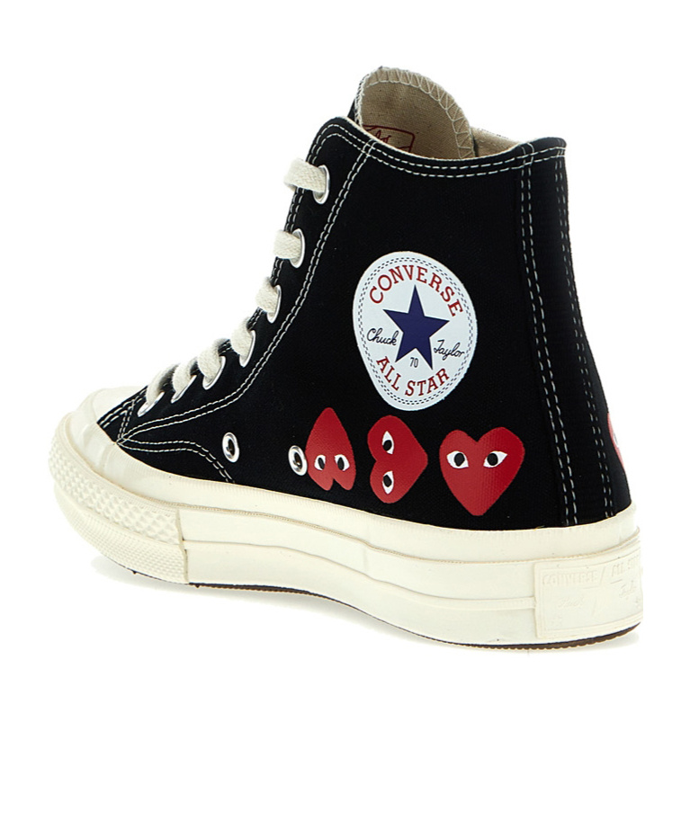 Comme Des Garçons Play Multi Heart High Black Sneakers In Black