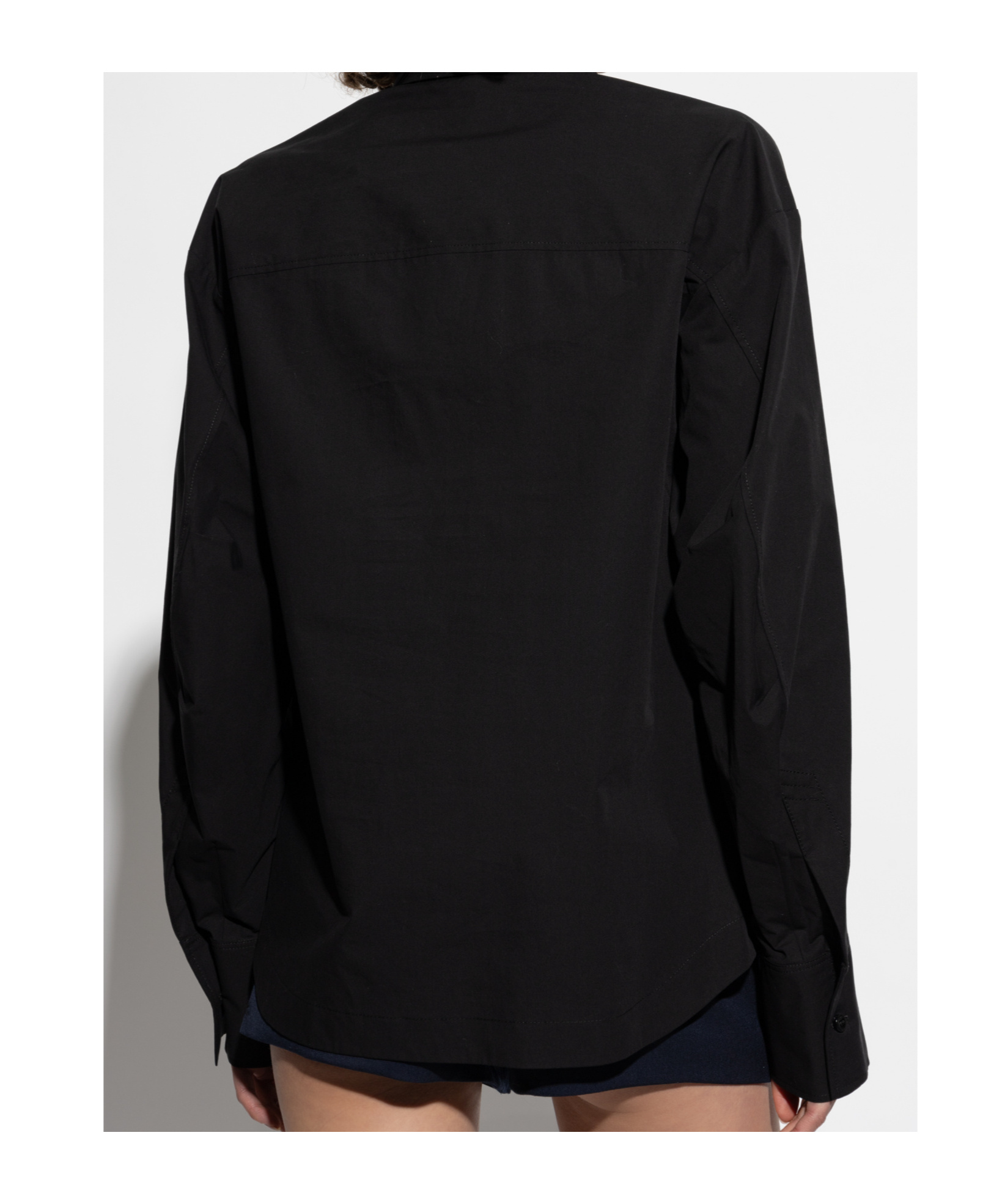 Attico Poplin Shirt Asymmetrical Hem In Black