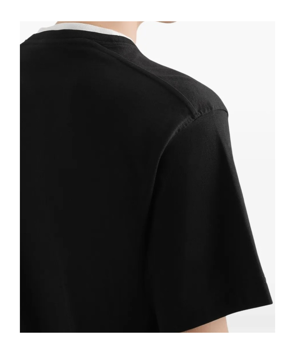 Dolce & Gabbana Logo-embroidered Layering Cotton T-shirt In Black