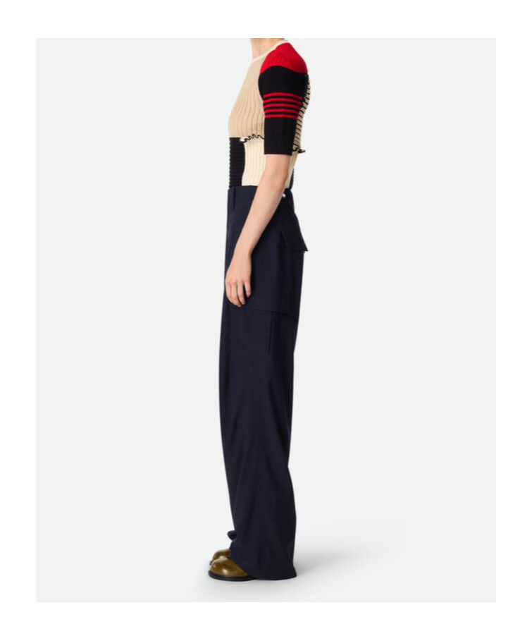 Bottega Veneta Belt Loop Wool Overalls In Black