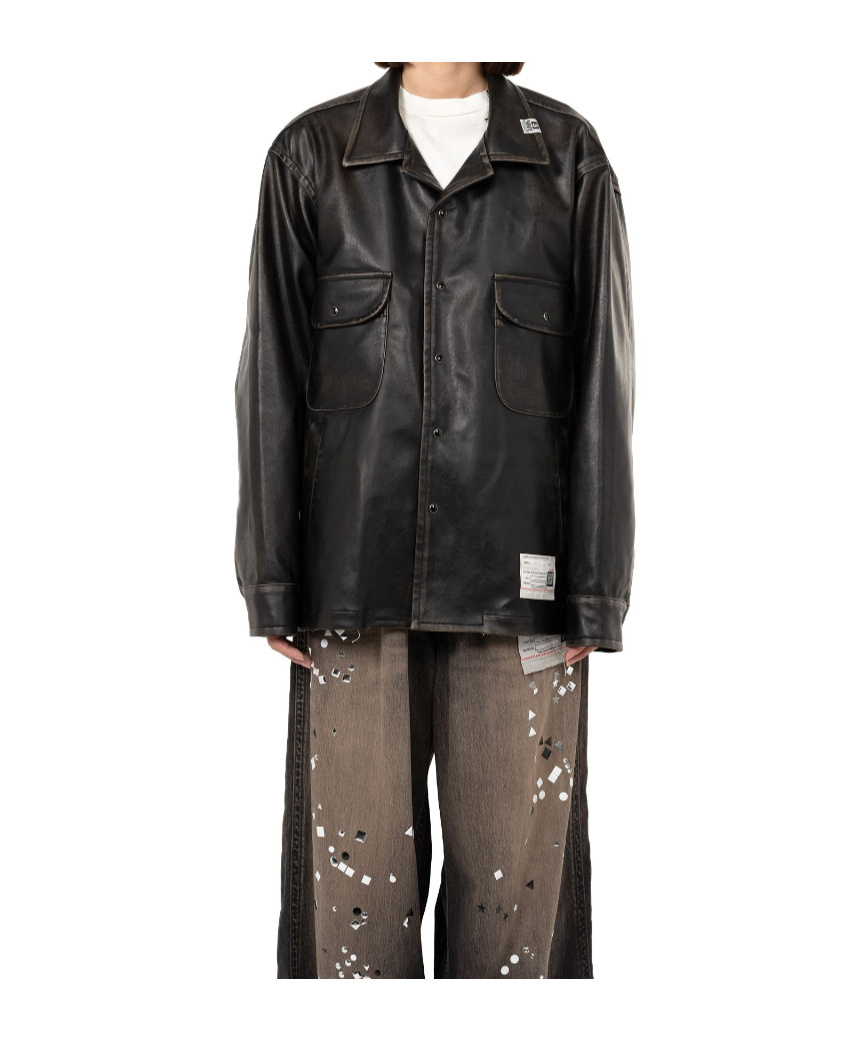 Miharayasuhiro Transform Coated Jacket Skirt In Black