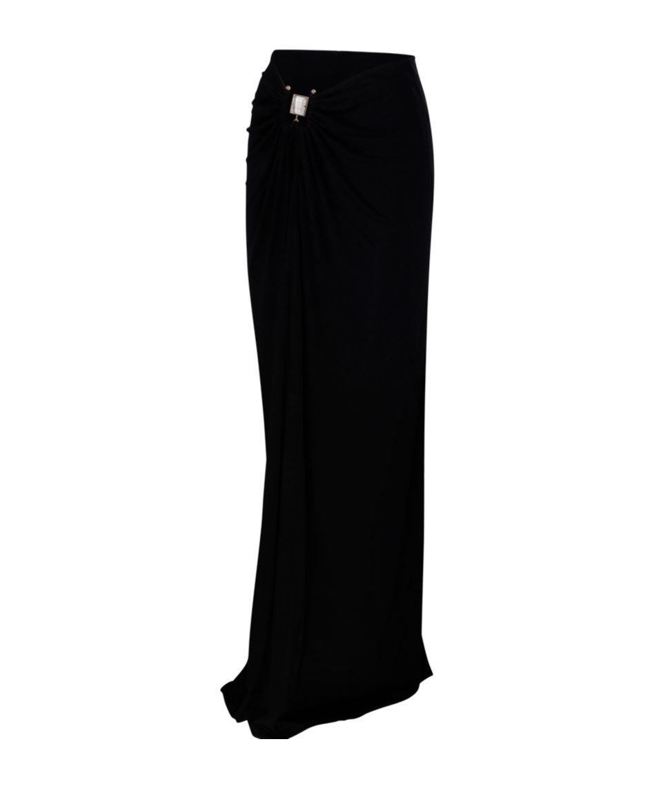 Christopher Esber Ruched High Waist Ankle Length Skirt With Buckle Detail In Black