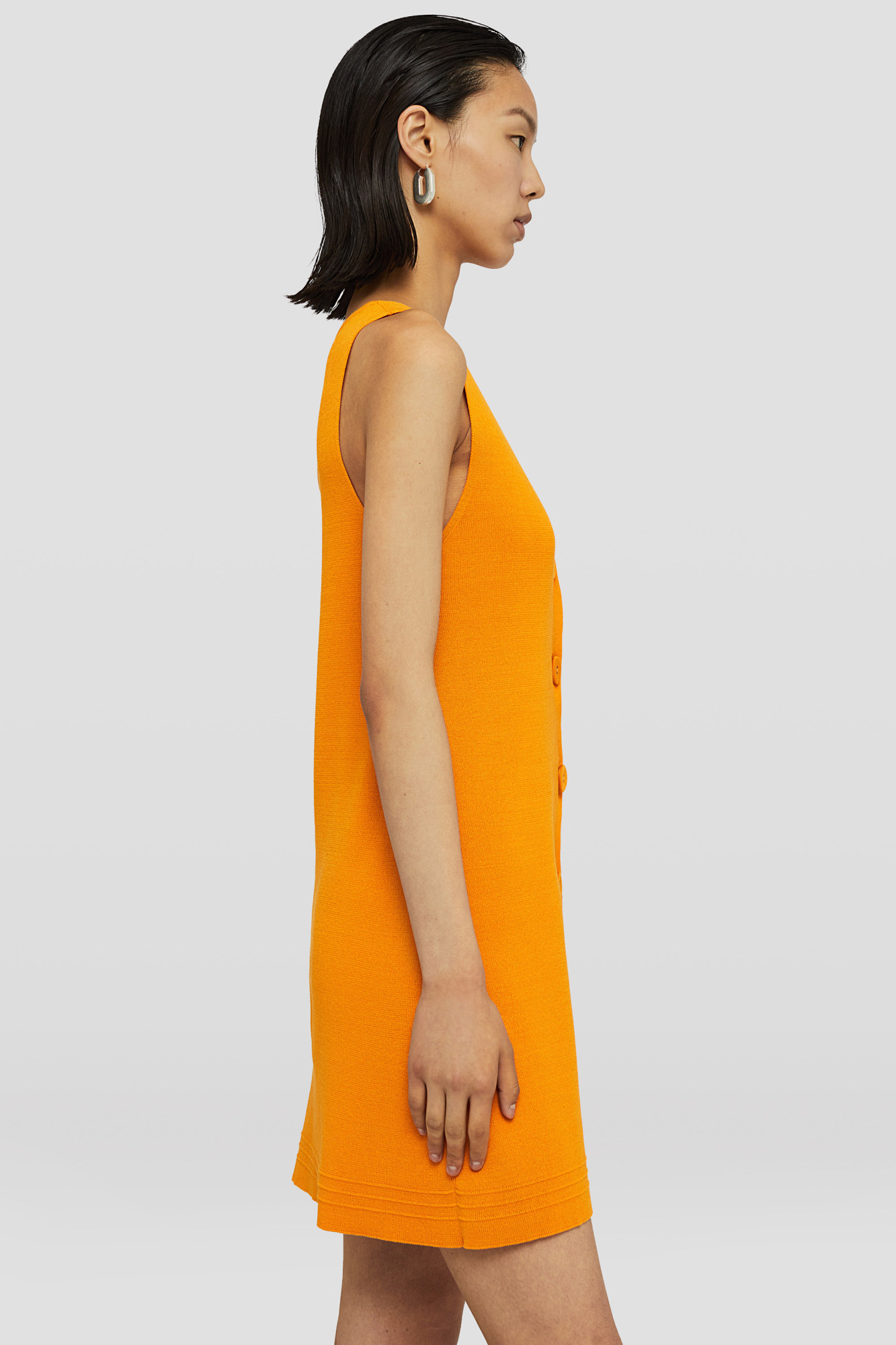 Jil Sander Sleeveless V-neck Ribbed Knit Dress In Orange