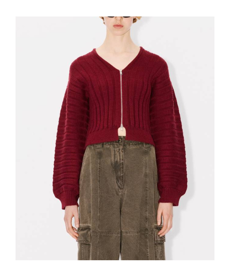 Kenzo Zippered Cardigan In Red