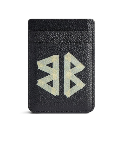 Balenciaga Magnetic Card Holder With Logo In Black