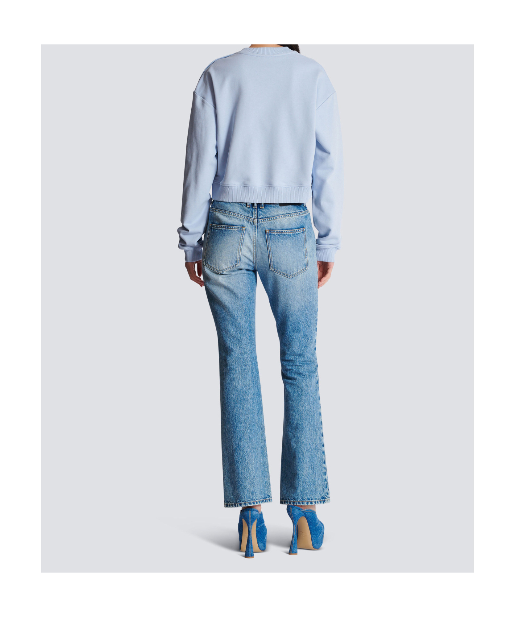 Shop Balmain Printed Paris Sweatshirt In Blue