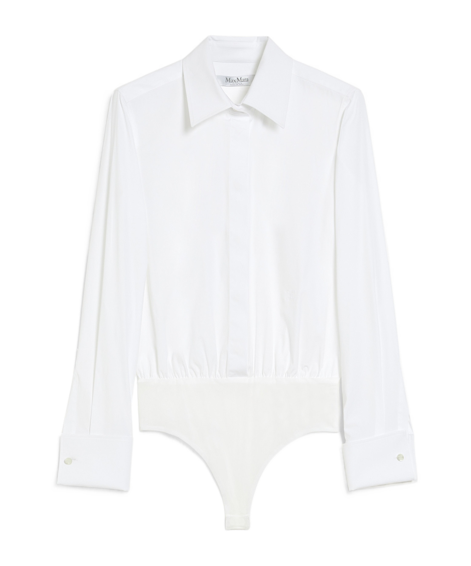 Max Mara Angora1234 Bodysuit Collared Shirt With Long Sleeves In White