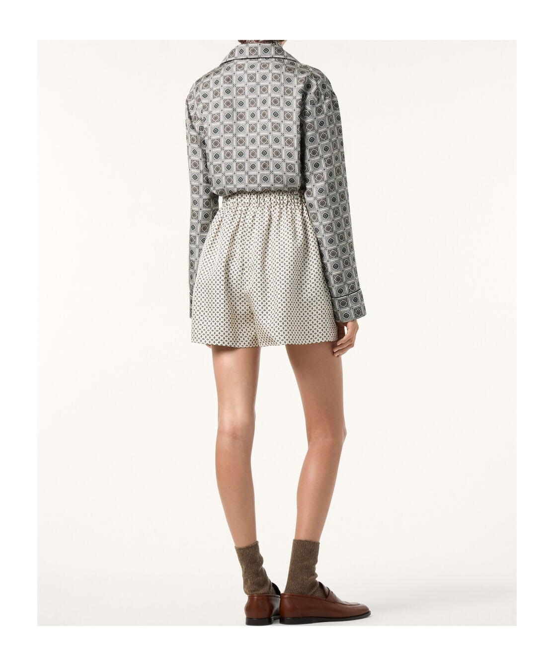 Loro Piana Lian Printed Silk Twill Shirt In Gray