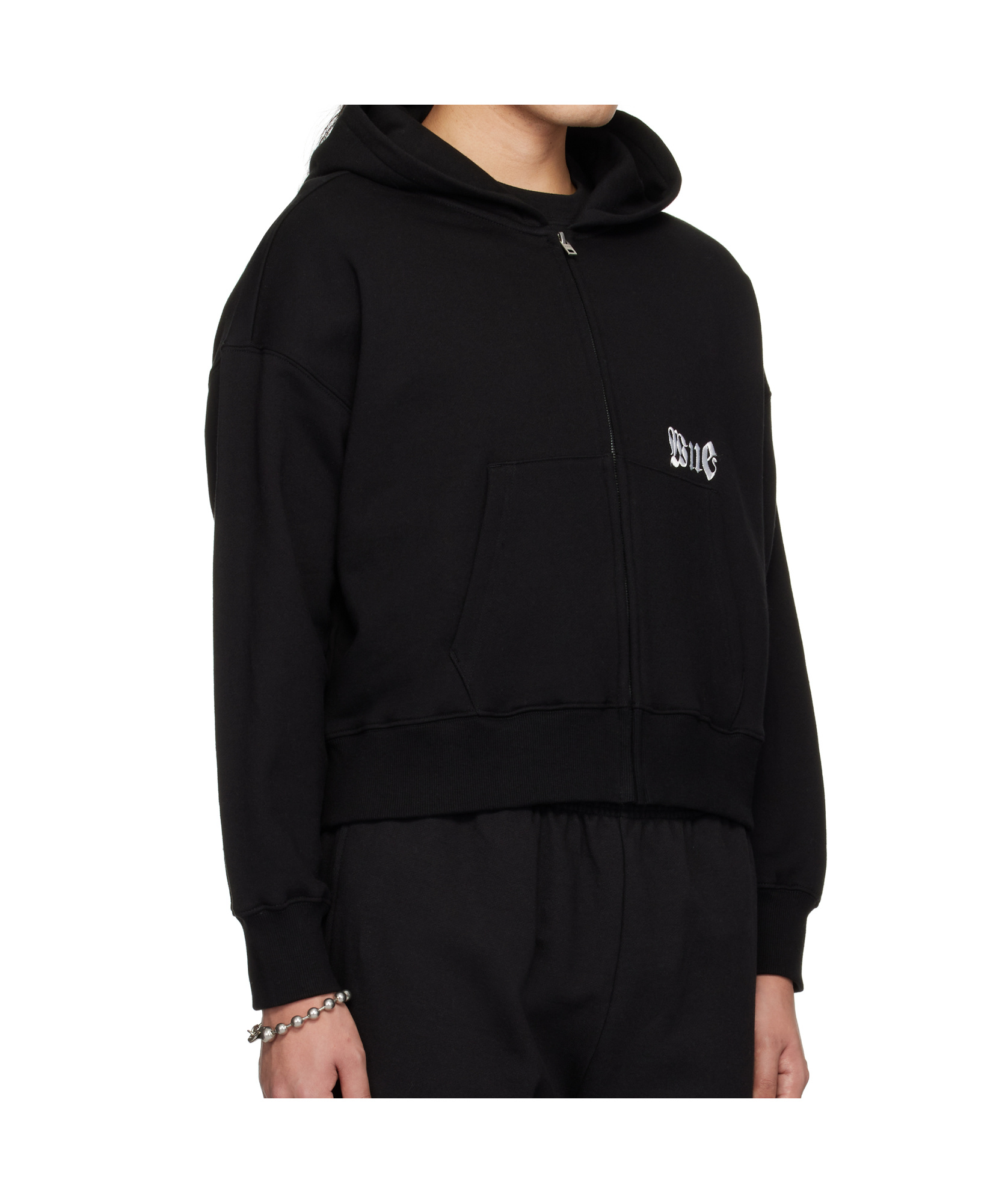 We11 Done Long-sleeved Hooded Sweatshirt In Black