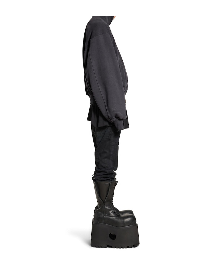 Balenciaga Hooded Pilot Jacket In Faded Black