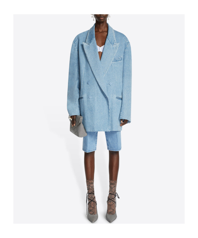 Dries Van Noten Double-breasted Denim Blazer In Blue