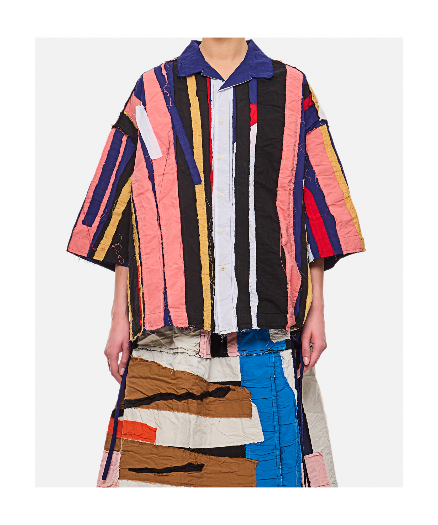 Casey Casey April Shirt-stripe Patchwork In Multicolor