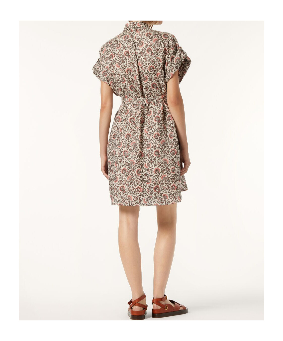 Loro Piana Idris Riserva San Nicolo Twill Belted Mini Shirtdress In Chalk Color/graphite Powder/dahlia Color
