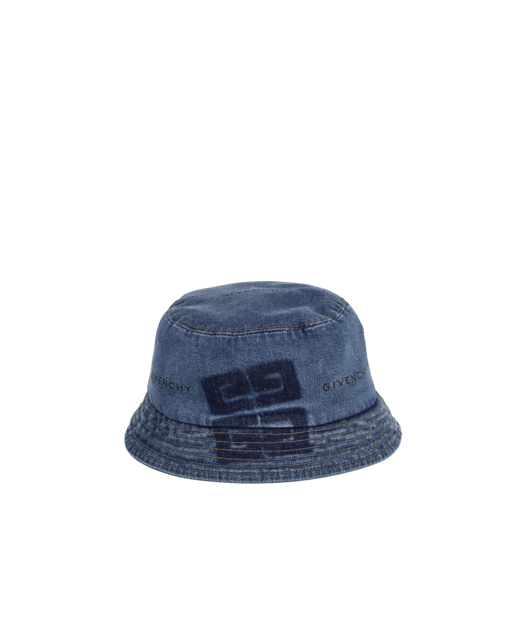 Givenchy Kids Dropped Narrow Brim Denim Bucket Hat In Blue