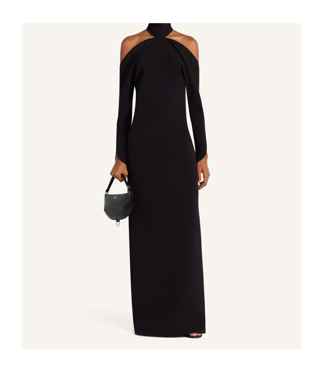 Courrèges Circle Cold-shoulder Crepe Halterneck Gown In Black