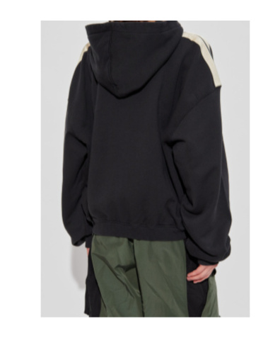 Palm Angels Stripe-detail Logo-print Hoodie In Black