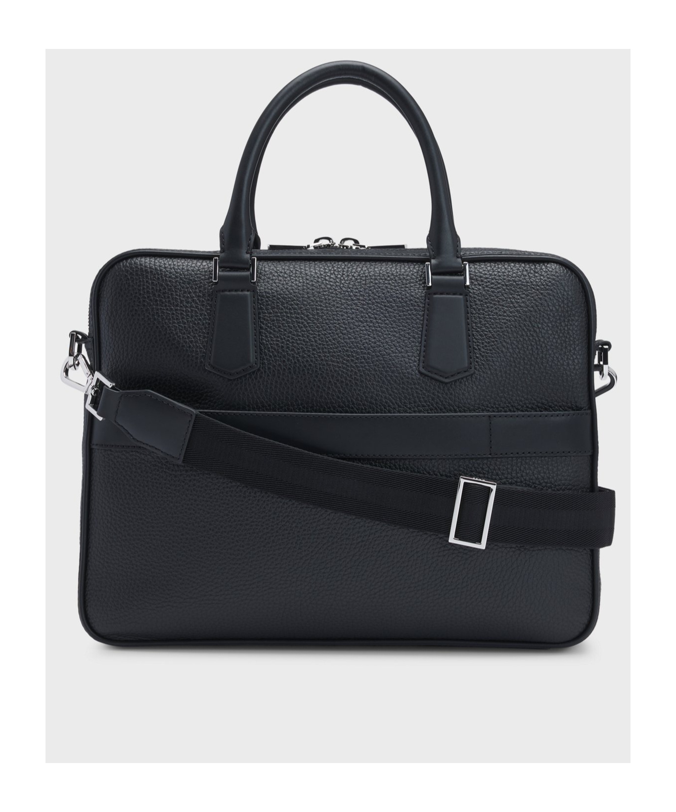 Hugo Boss Italian-leather Document Case With Signature Trims In Black