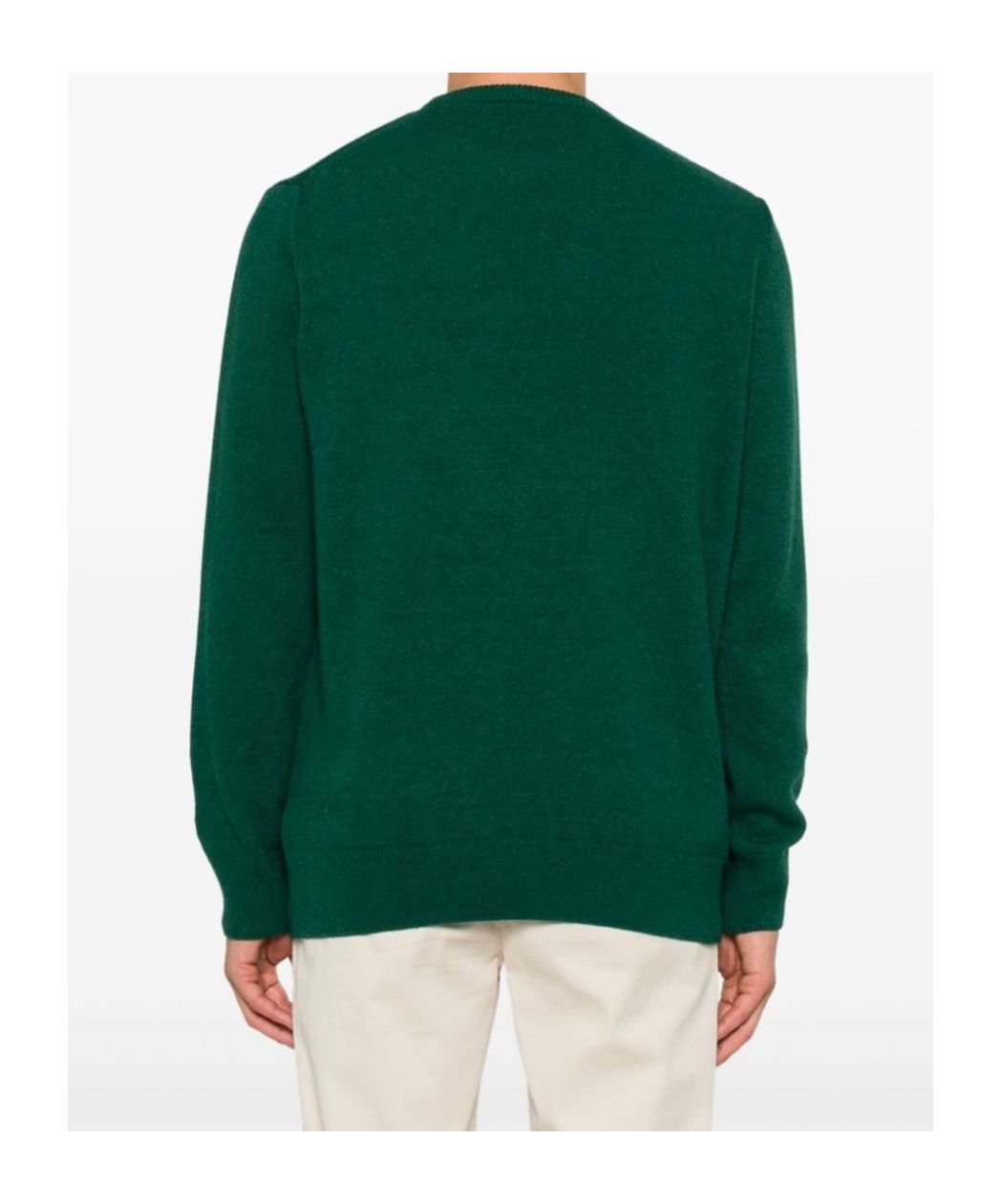 Mc2 Saint Barth Man Blended Cashmere Sweater With Sun Moritz Embroidery In Green