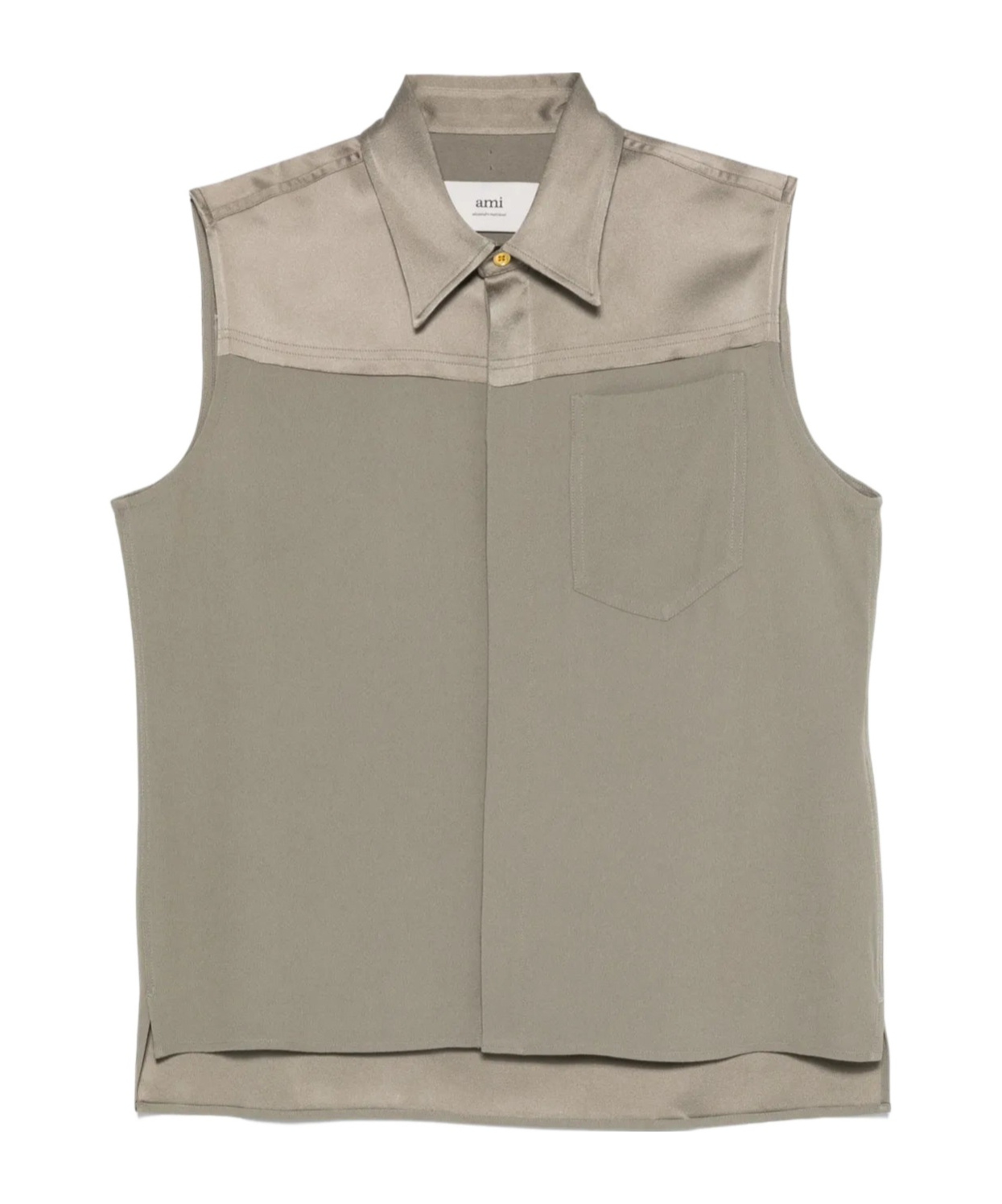 Ami Alexandre Mattiussi Ami Paris Buttoned Sleeveless Shirt In Gray