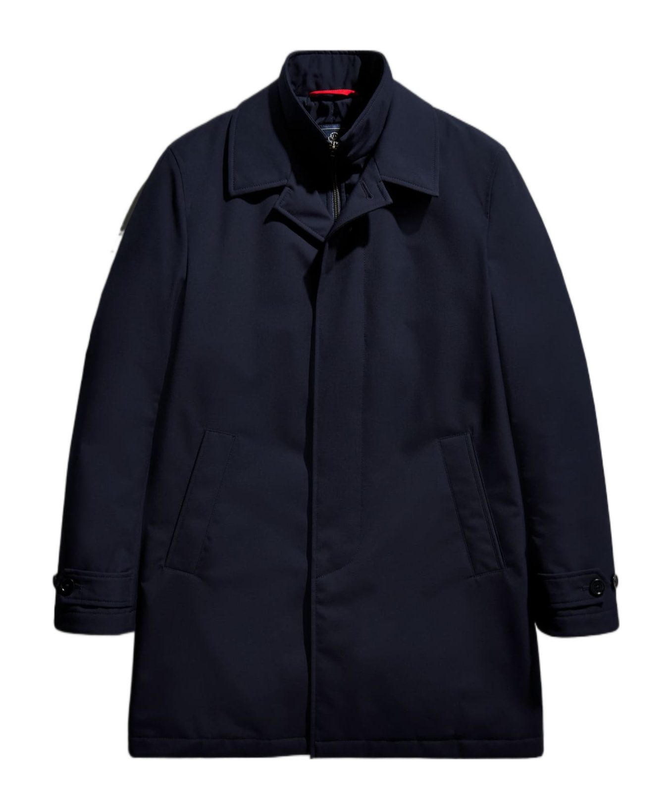 Fay Straight Wool-cashmere Blend Coat With Side Pockets In Black